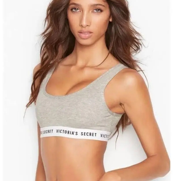Victoria's Secret. Logoed Grey Bralette. Size Medium. - Picture 1 of 8
